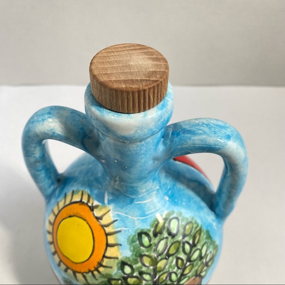 NINO PARRUCCA Hand Painted Ceramic Two Handle Oil Decanter Pitcher Made in Italy - Picture 7 of 13